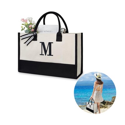 Best Seller Initial Monogrammed Canvas Tote Bag for Women